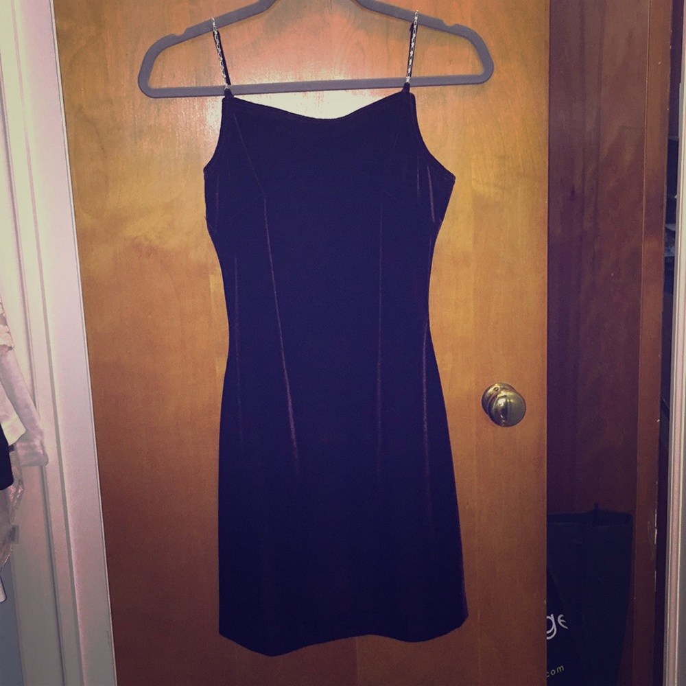 Velvet, plum-colored dress